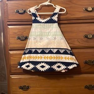 ADORABLE reversible Aztec printed girls button wrap dress